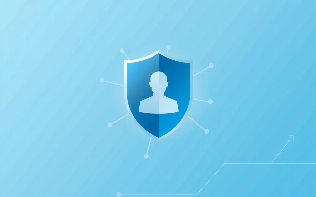 O ilustrație a unui scut digital protejând un utilizator, simbolizând securitatea online și protecția datelor